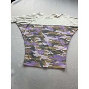 Sew in Love Top White Purple Camouflage Colorblock Dolman Sleeve Casual
